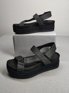 Call It Spring Black Platform Strappy Sandals Size 6.5